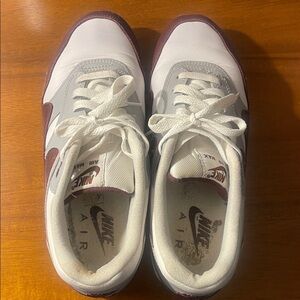Nike Air Max White and Maroon Sneakers